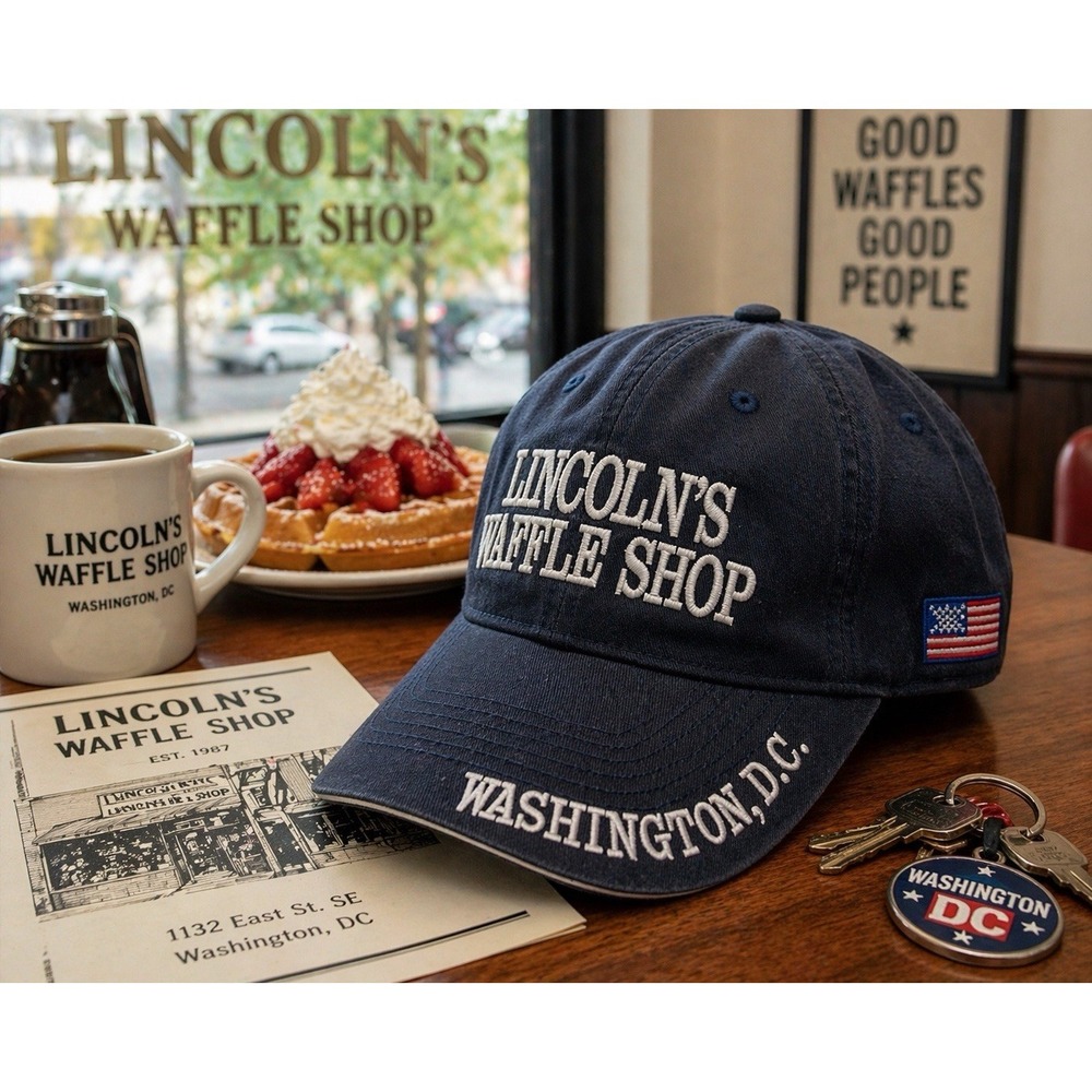 Lincoln's Waffle Shop Hat Washington‎ DC USA Embroidered Strapback Navy Cap